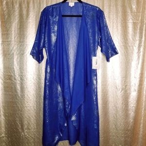 LuLaRoe BNWT S Elegant Shirley kimono - blue snake chiffon